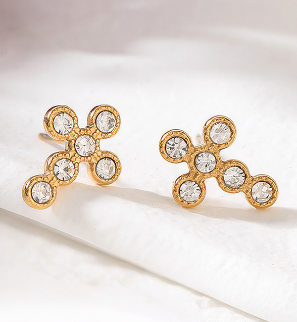 KAYA sieraden Cross earrings with crystal | Stainless Steel