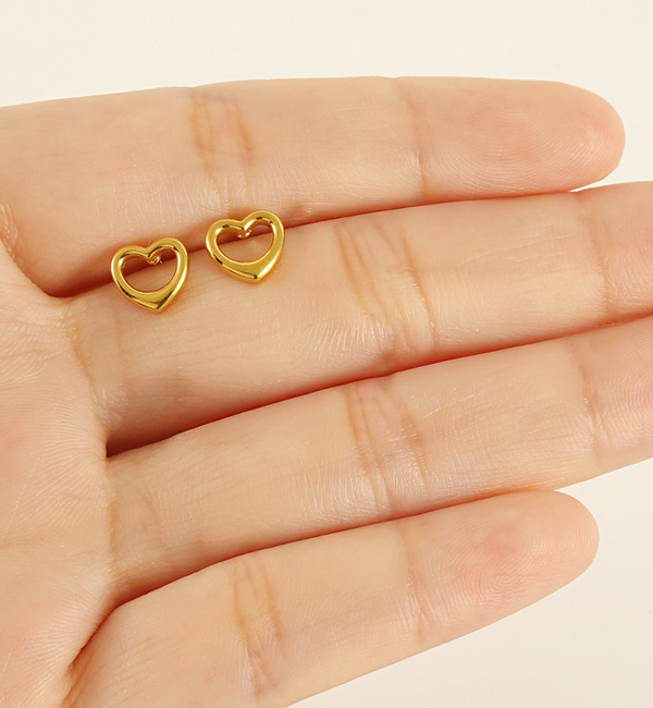KAYA sieraden Oorbellen open hartjes goud |  Stainless Steel