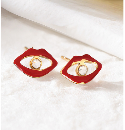 KAYA sieraden Lippen oorbellen met kristal |  Stainless Steel