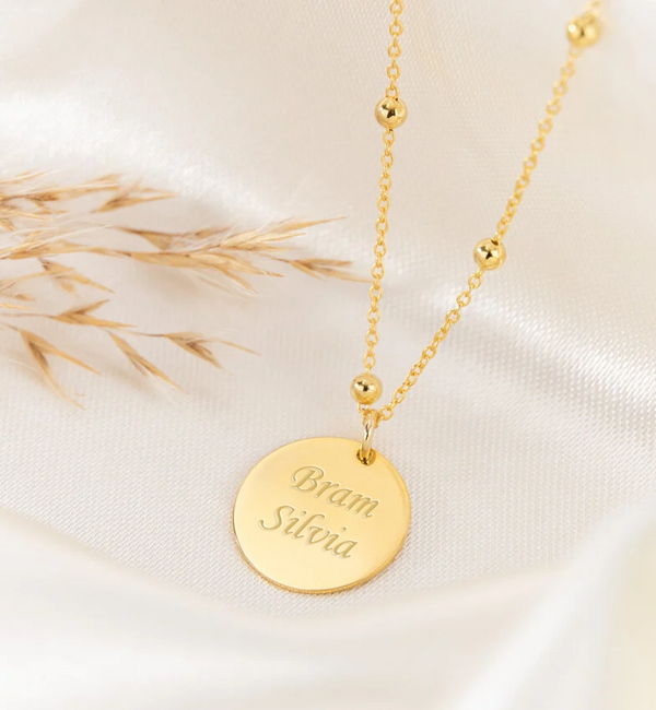 KAYA sieraden  Necklace with 2 Names 'Beaded Disc'  - Copy
