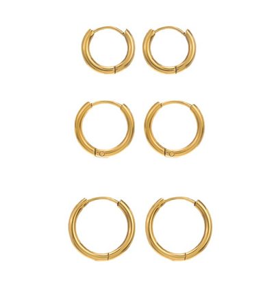 KAYA sieraden 3 delige set oorringen I 8-10-12 mm