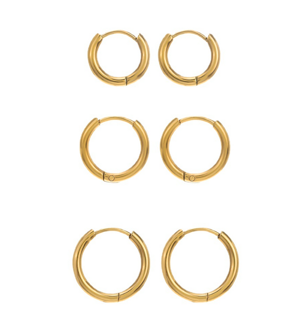 KAYA sieraden 3-piece set of hoop earrings | 12-14-16 mm