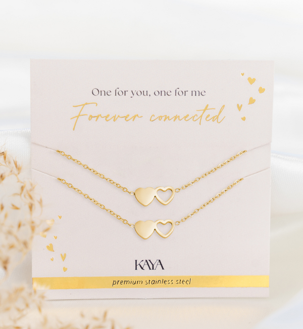KAYA sieraden Mother and Daughter Necklaces Set 2 Hearts