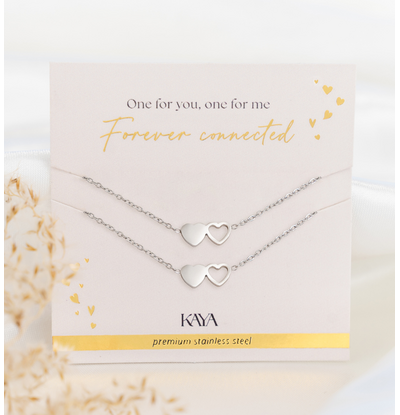 KAYA sieraden Mother and Daughter Necklaces Set 2 Hearts