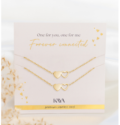 KAYA sieraden Zussen  kettingen set 2 hartjes