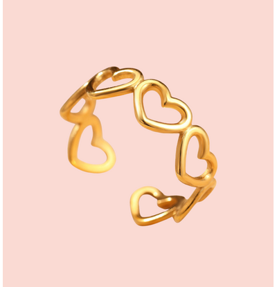 KAYA sieraden Adjustable Ring Small Open Hearts