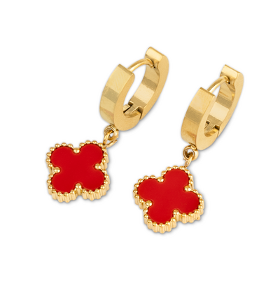 KAYA sieraden Clover Earrings | Stainless Steel - Red