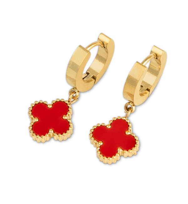 KAYA sieraden Clover Earrings | Stainless Steel - Red