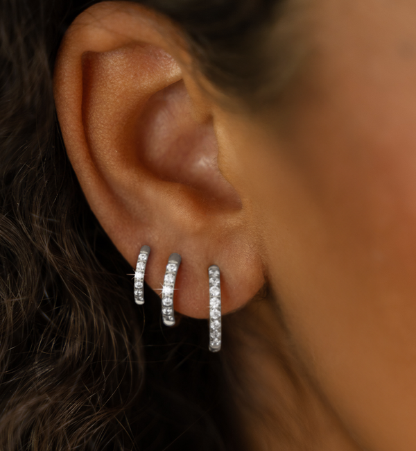 KAYA sieraden 3-piece set of hoop earrings with stones | 8-10-12 mm