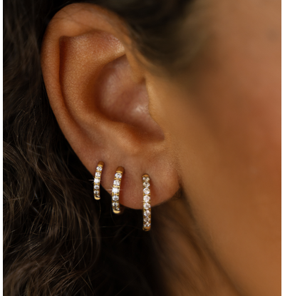 KAYA sieraden 3-piece set of earrings with stones I 8-10-12 mm