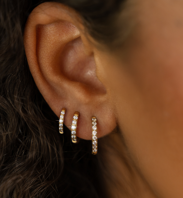 KAYA sieraden 3-piece set of earrings with stones I 8-10-12 mm