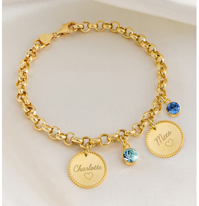KAYA sieraden Bracelet with 2 Names and Birthstones 'Beaded'
