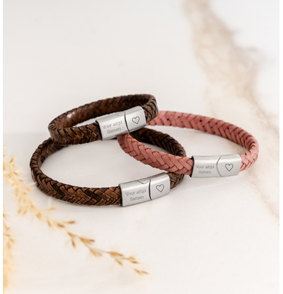 KAYA sieraden Family Bracelet Set with Engraving Braided Leather     - Copy