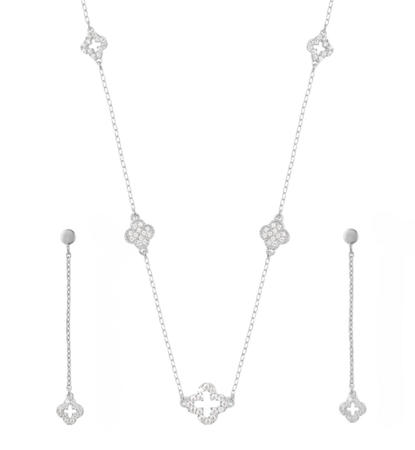 KAYA sieraden Luxe Klavers Sieraden Set met Zirkonia Kristallen