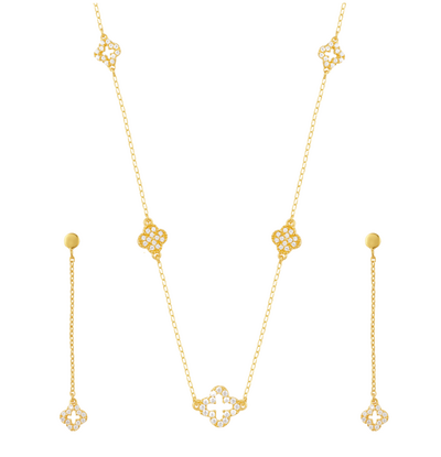 KAYA sieraden Luxury Clover Jewelry Set with Zirconia Crystals