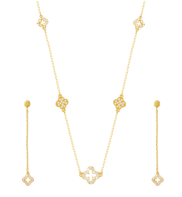 KAYA sieraden Luxe Klavers Sieraden Set met Zirkonia Kristallen