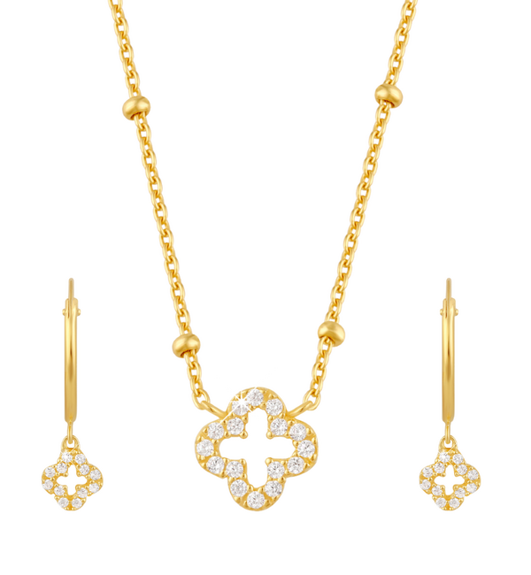 KAYA sieraden Clover Jewelry Set with Zirconia Crystals
