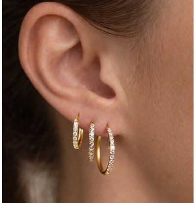 KAYA sieraden 3-piece set of hoop earrings with stones | 12-14-16 mm