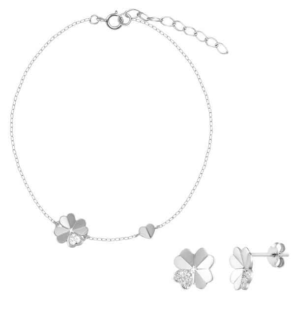 KAYA sieraden Zirkonia Sieraden Set Klaver