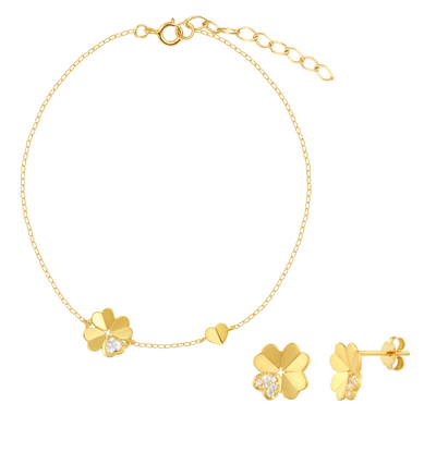 KAYA sieraden Zirkonia Sieraden Set Klaver