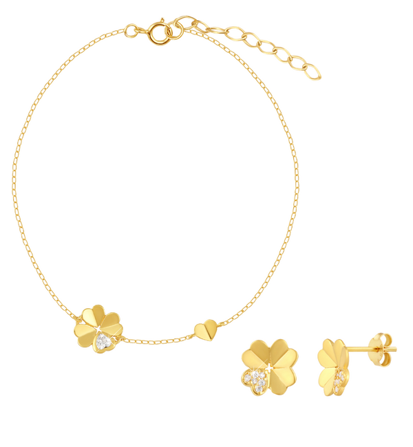 KAYA sieraden Zirconia Jewelry Set Clover
