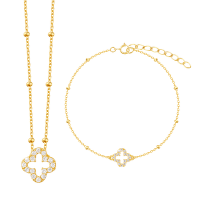 KAYA sieraden Bolletjes Sieraden Set Klaver met Zirkona