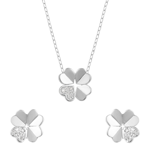 KAYA sieraden Luxury Jewelry Set for Women: Clover with Crystals | Zirconia Crystals