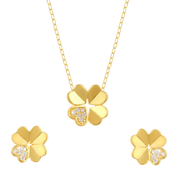 KAYA sieraden Luxe Sieraden Set Dames Klaver met Kristallen  I Zirkonia Kristallen