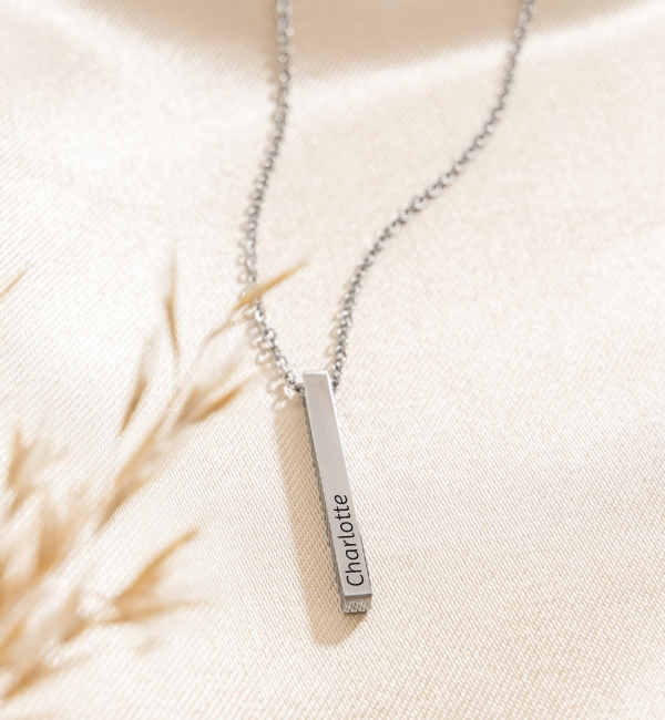 KAYA sieraden Ketting met Gravure 'Elegant Bar' | Stainless Steel