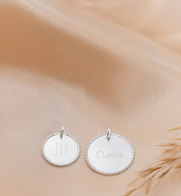 KAYA sieraden Losse Graveerbedel Beaded Disc