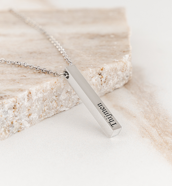 KAYA sieraden Heren Ketting met Gravure 'Elegant Bar' | Stainless Steel