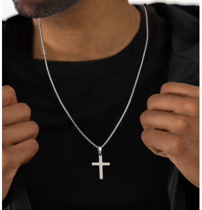 KAYA sieraden Steel men's cross chain | Silver