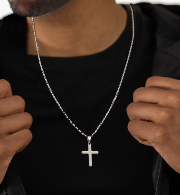 KAYA sieraden Stalen herenketting Kruis | Zilver