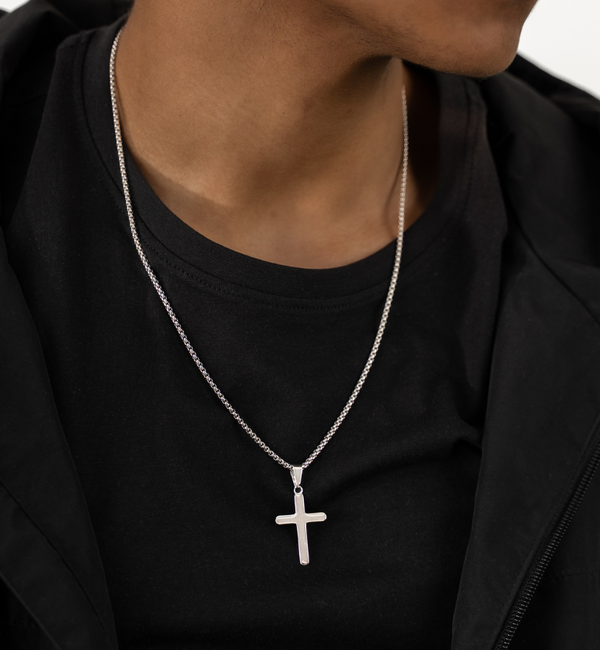 KAYA sieraden Steel men's cross chain | Silver