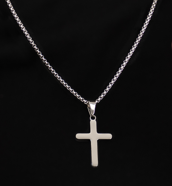 KAYA sieraden Steel men's cross chain | Silver