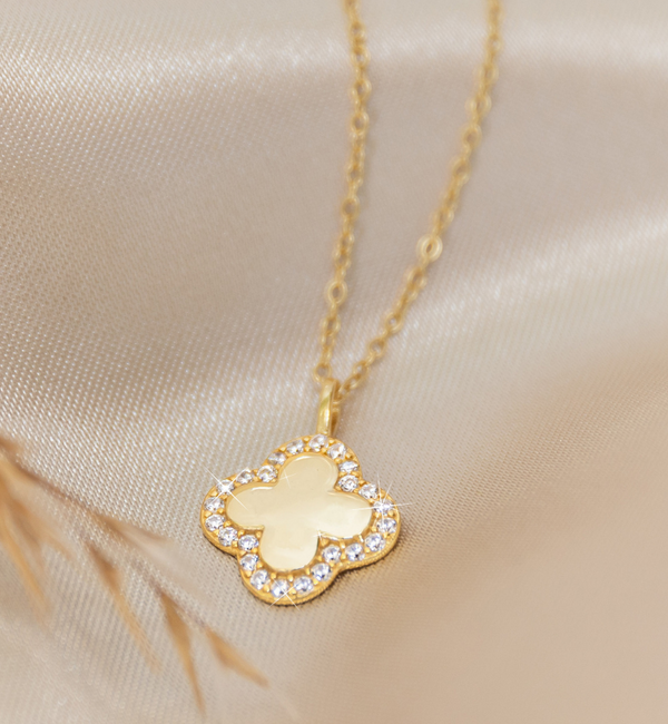 KAYA sieraden Pavé Klaver Kinderketting I Zirkonia Kristallen