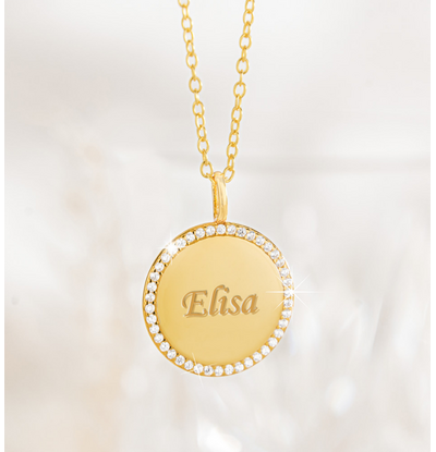 KAYA sieraden Ramadan Ketting met Naam en Zirkonia I 16 mm