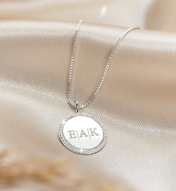 KAYA sieraden Pavé Ketting met Letters I Zirkonia Kristallen