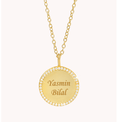 KAYA sieraden Pavé Ketting met Letters I Zirkonia Kristallen