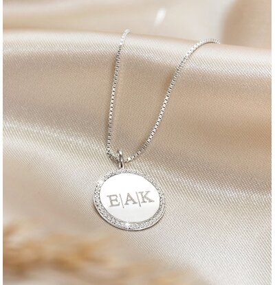 KAYA sieraden Pavé Necklace with Engraving | Zirconia Stones
