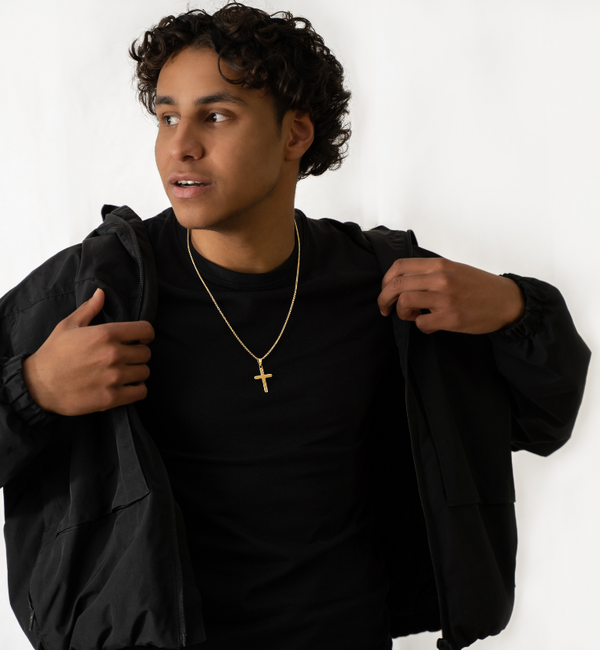 KAYA sieraden Stalen herenketting Kruis | Goud