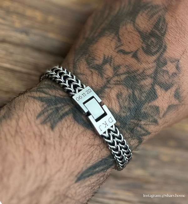 KAYA sieraden Heren Armband met Gravure Schakel I Stainless Steel