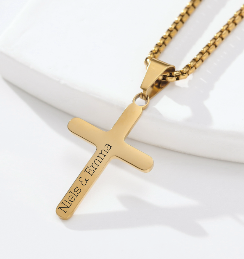 AMAR Gouden ketting dames heren kruis 925/585 origineel gevlochten breedte 3 ,8 mm gouden ketting 585, 60 cm, Zilver