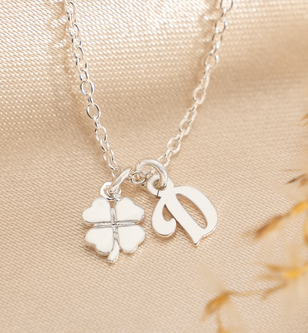 KAYA sieraden Bedelketting met Letter en Klaver | Kies je letter