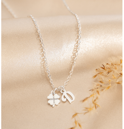 KAYA sieraden Bedelketting met Letter en Klaver