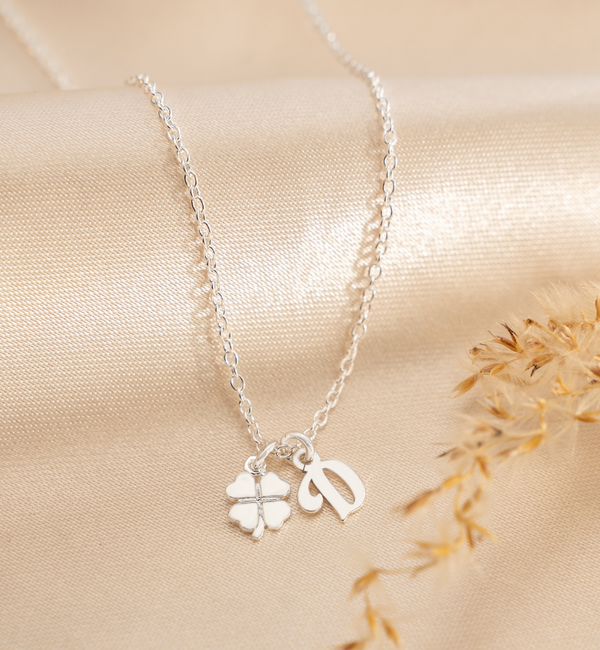 KAYA sieraden Bedelketting met Letter en Klaver | Kies je letter