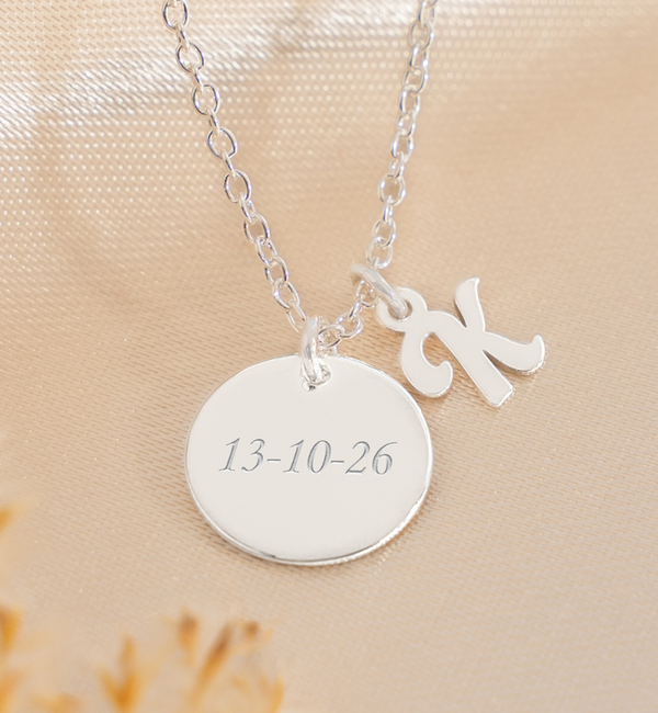 KAYA sieraden Necklace 'Beaded Disc' with Engraving - Copy