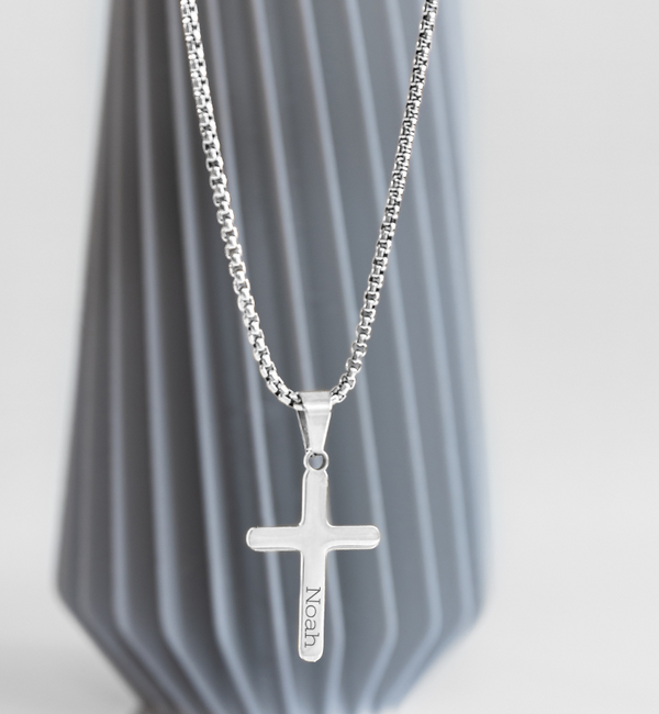 KAYA sieraden Steel Men's Cross Chain with Engraving | Silver