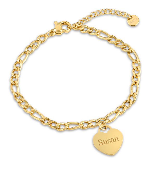 KAYA sieraden Armband met Naam | 1 Hartje | Stainless Steel