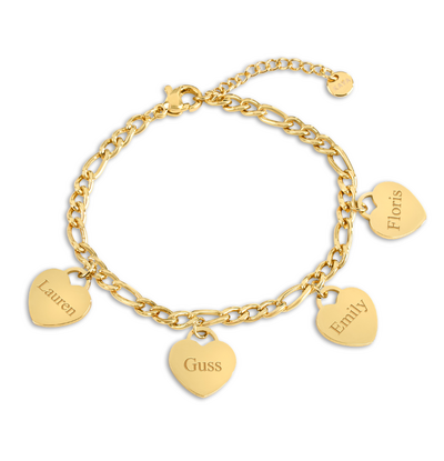 KAYA sieraden Bracelet with Names | 4 Hearts